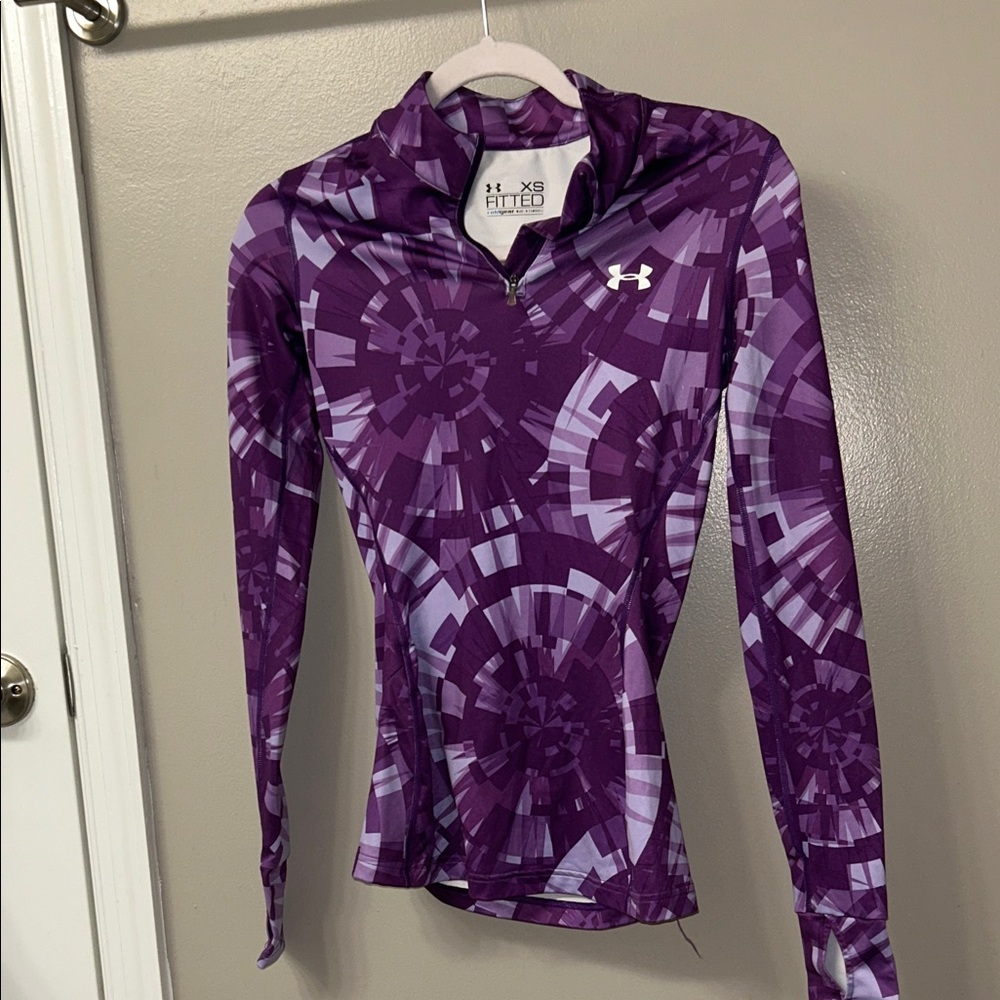 Under Armour Women's Geometric Purple Long Sleeve Fitted Cold Gear